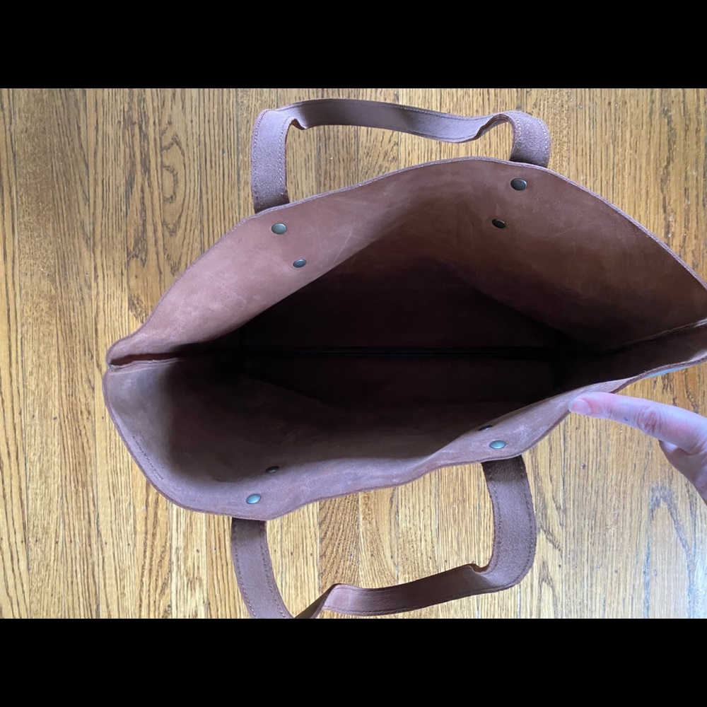 Elegant Brown chestnut Love 41  Leather Tote Bag - Picture 3 of 7